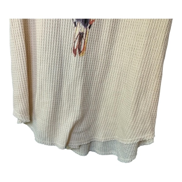 🔹5/$25🔹T Party Beige Waffle Knit Tank Top Tunic with Flower Cow Skull. Medium - Picture 5 of 10